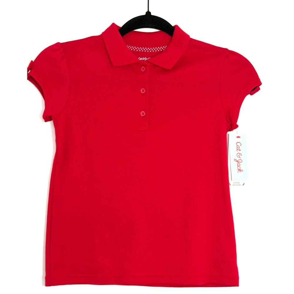 NWT Cat & Jack Girls Red School Uniform Polo Size 6/7